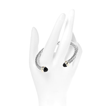 David Yurman Sterling Silver 14K Yellow Gold Black Onyx 7mm Cable Classics Bracelet 2 of 5