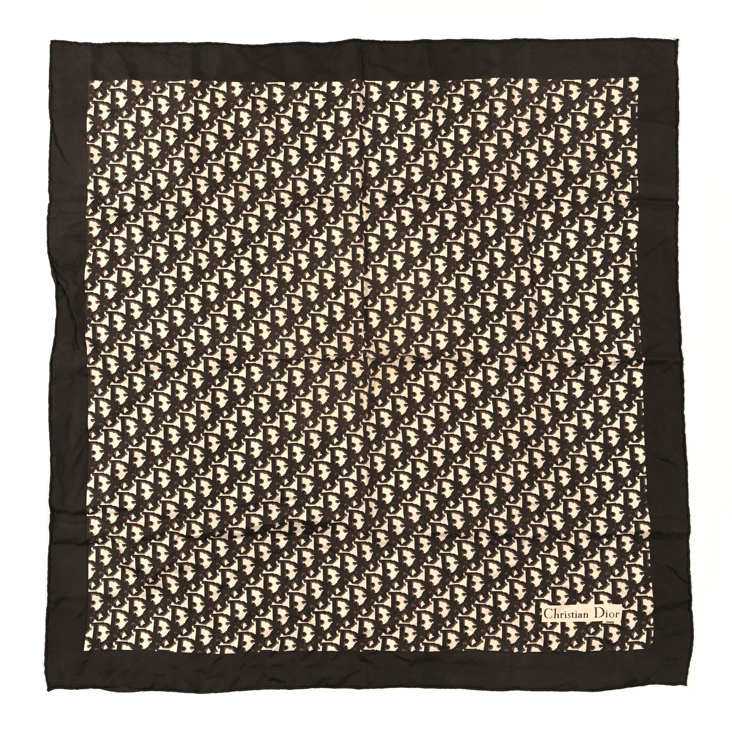 Christian Dior Silk Monogram Scarf Brown 1 of 3
