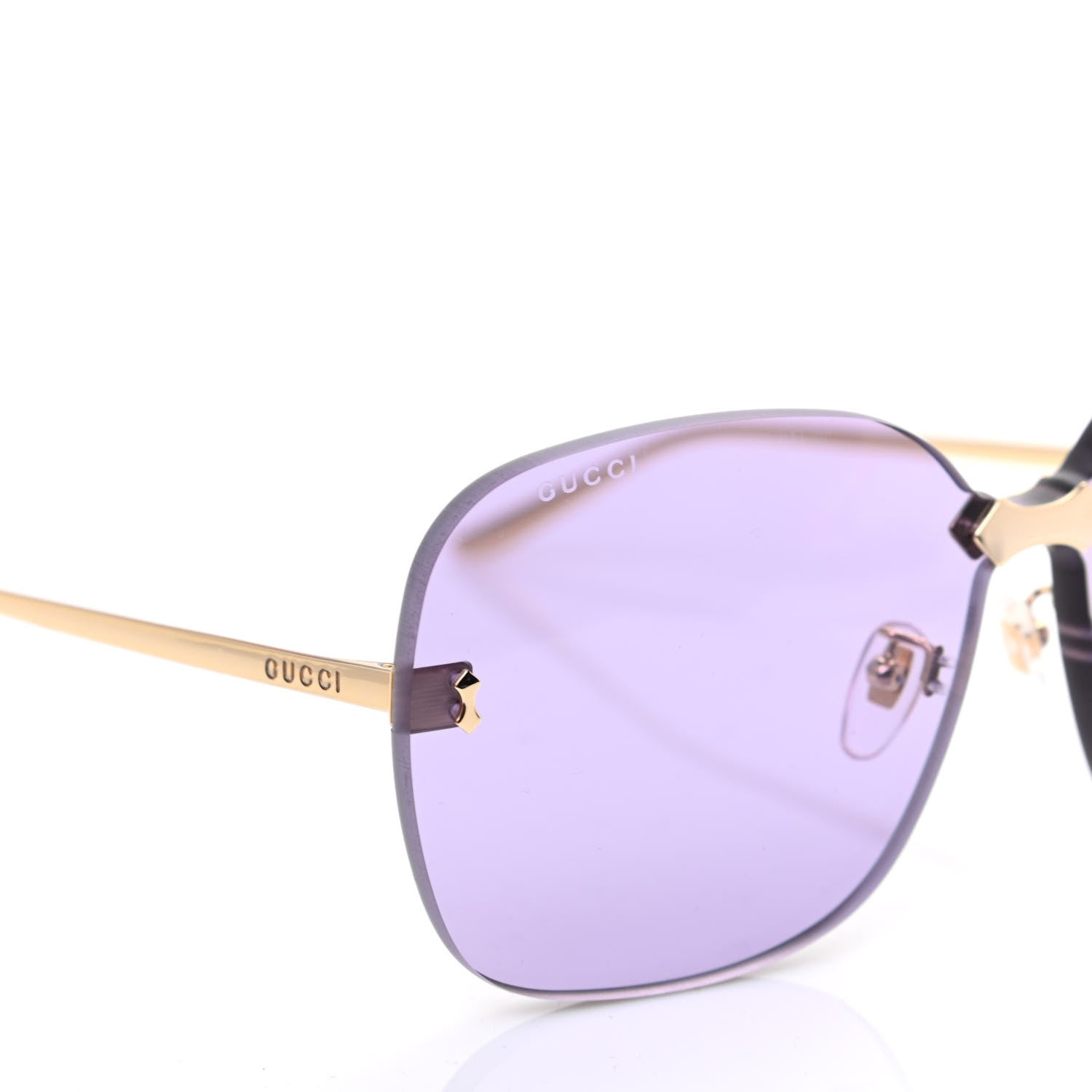 Gucci Acetate Metal Rimless Sunglasses GG0355S Gold Purple 7 of 8