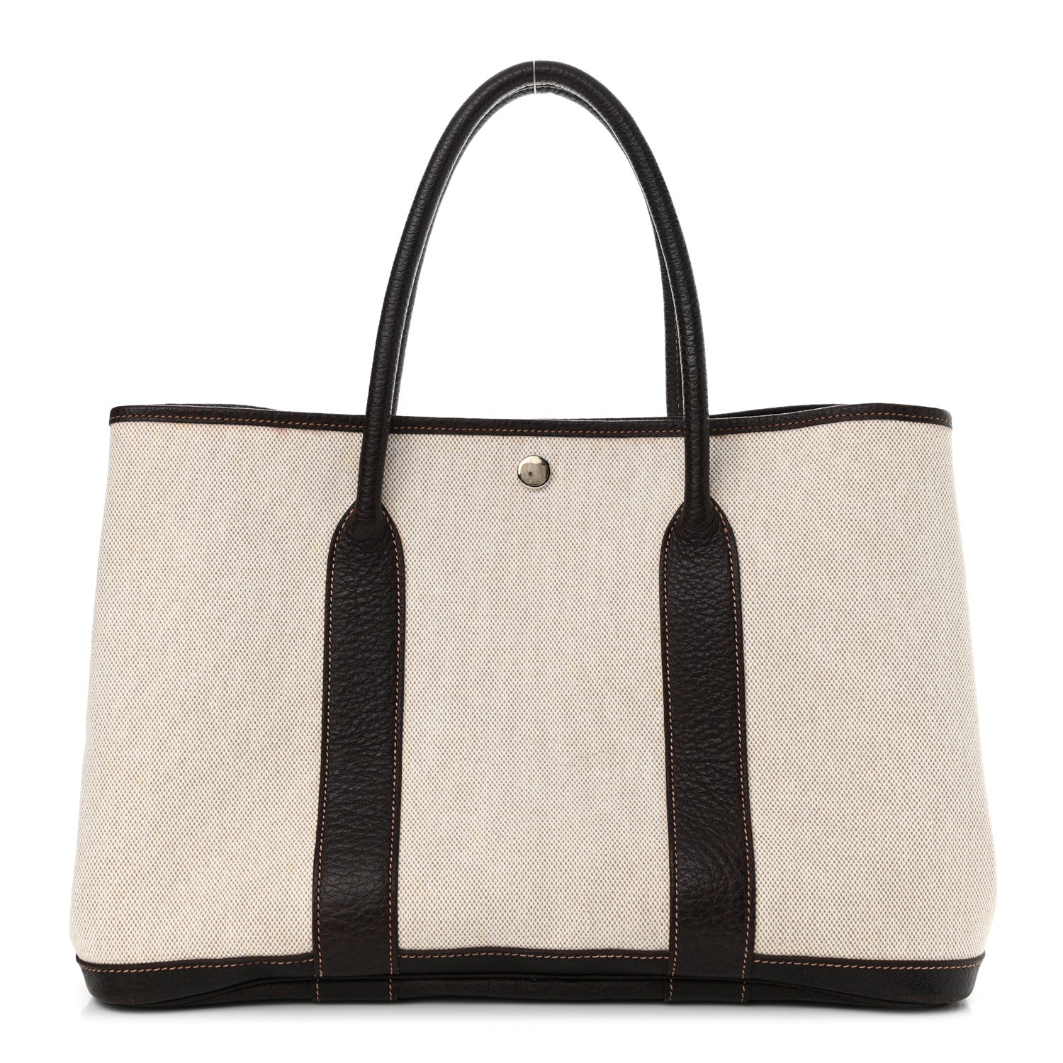 Hermes Buffle Skipper Toile Garden Party 36 MM Tote Marron Fonce 1 of 11