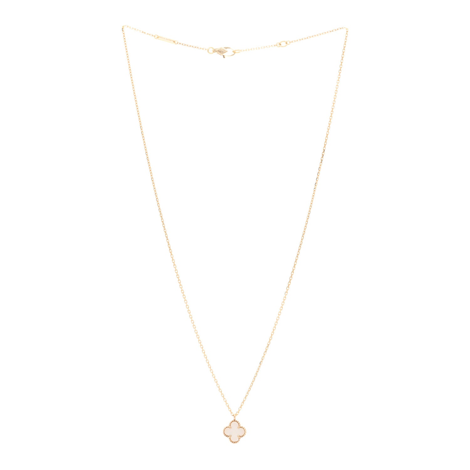 Van Cleef & Arpels 18K Yellow Gold Mother of Pearl Sweet Alhambra Pendant Necklace 3 of 6