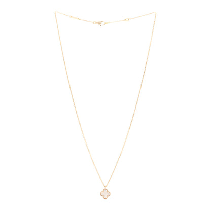 Van Cleef & Arpels 18K Yellow Gold Mother of Pearl Sweet Alhambra Pendant Necklace 3 of 6
