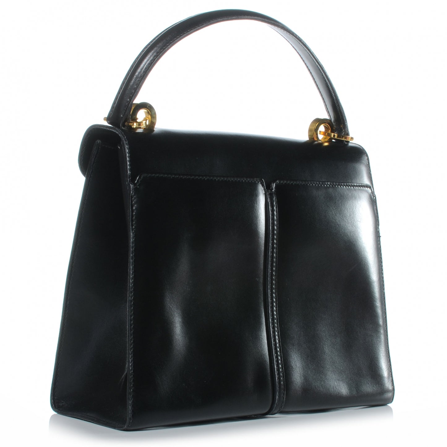 Leather G Top Handle Bag Black