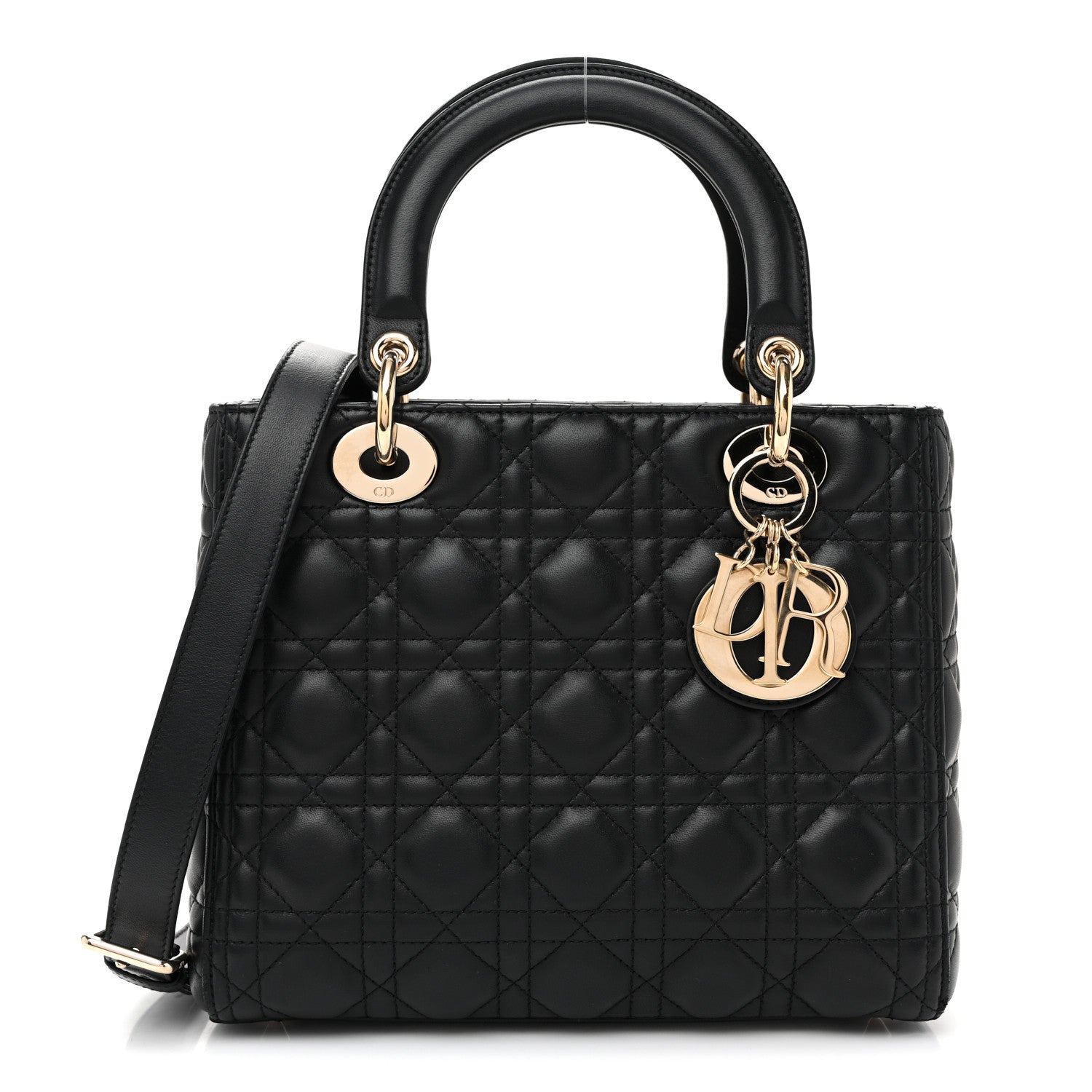 Christian Dior Lambskin Cannage Medium Lady Dior Black Black 1 of 9