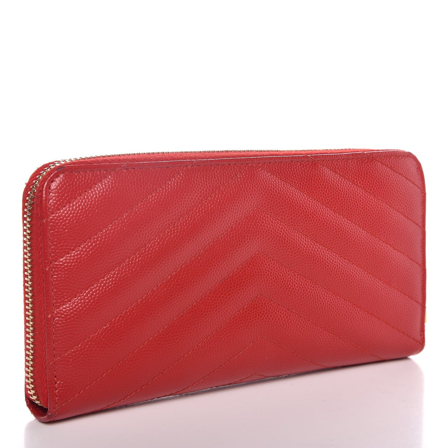Grain De Poudre Matelasse Chevron Monogram Zip Around Wallet Red