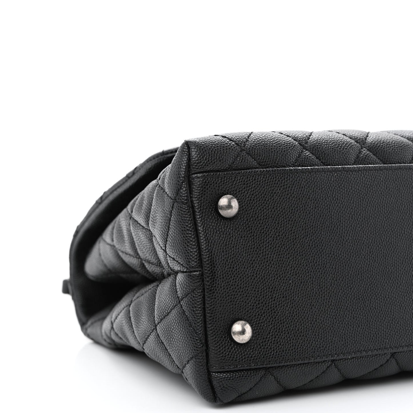 Caviar Lizard Quilted Small Coco Handle Flap Black