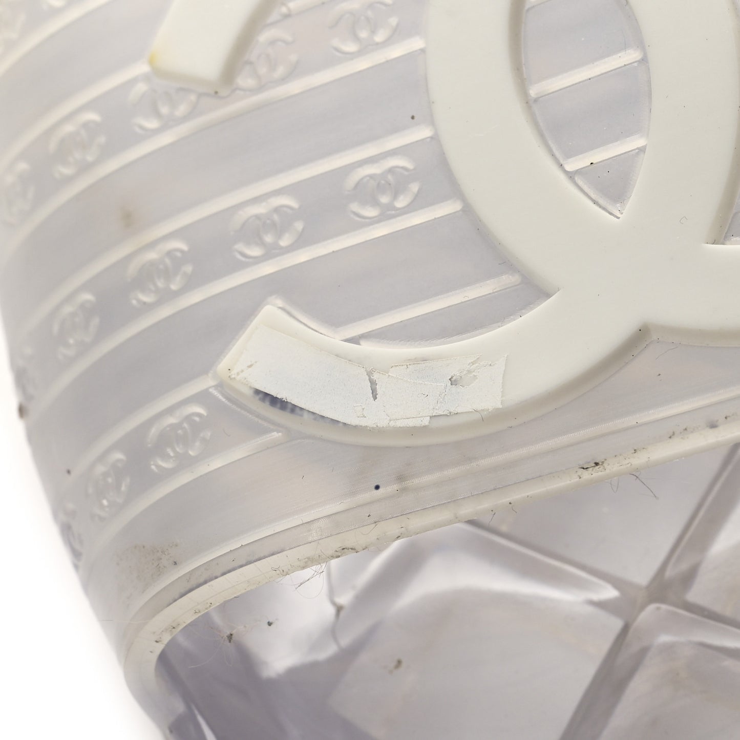 PVC Transparent CC Flat Slide Sandals 9 White