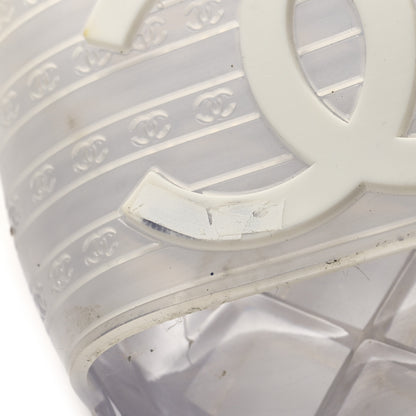 Chanel PVC Transparent CC Flat Slide Sandals 9 White 8 of 9