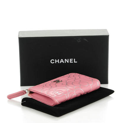 Chanel Lambskin Camellia Embossed Key Holder Case Pink 4 of 7