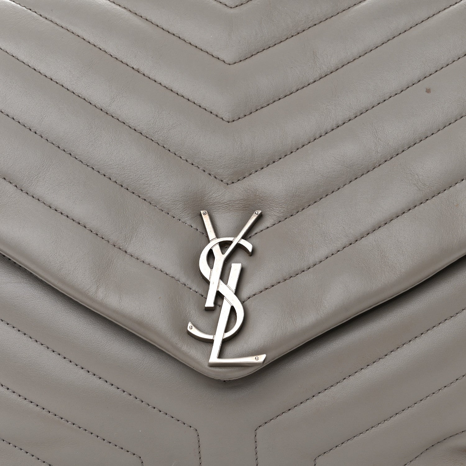 Saint Laurent Calfskin Y Quilted Monogram Large Loulou Chain Satchel Earth 9 of 21