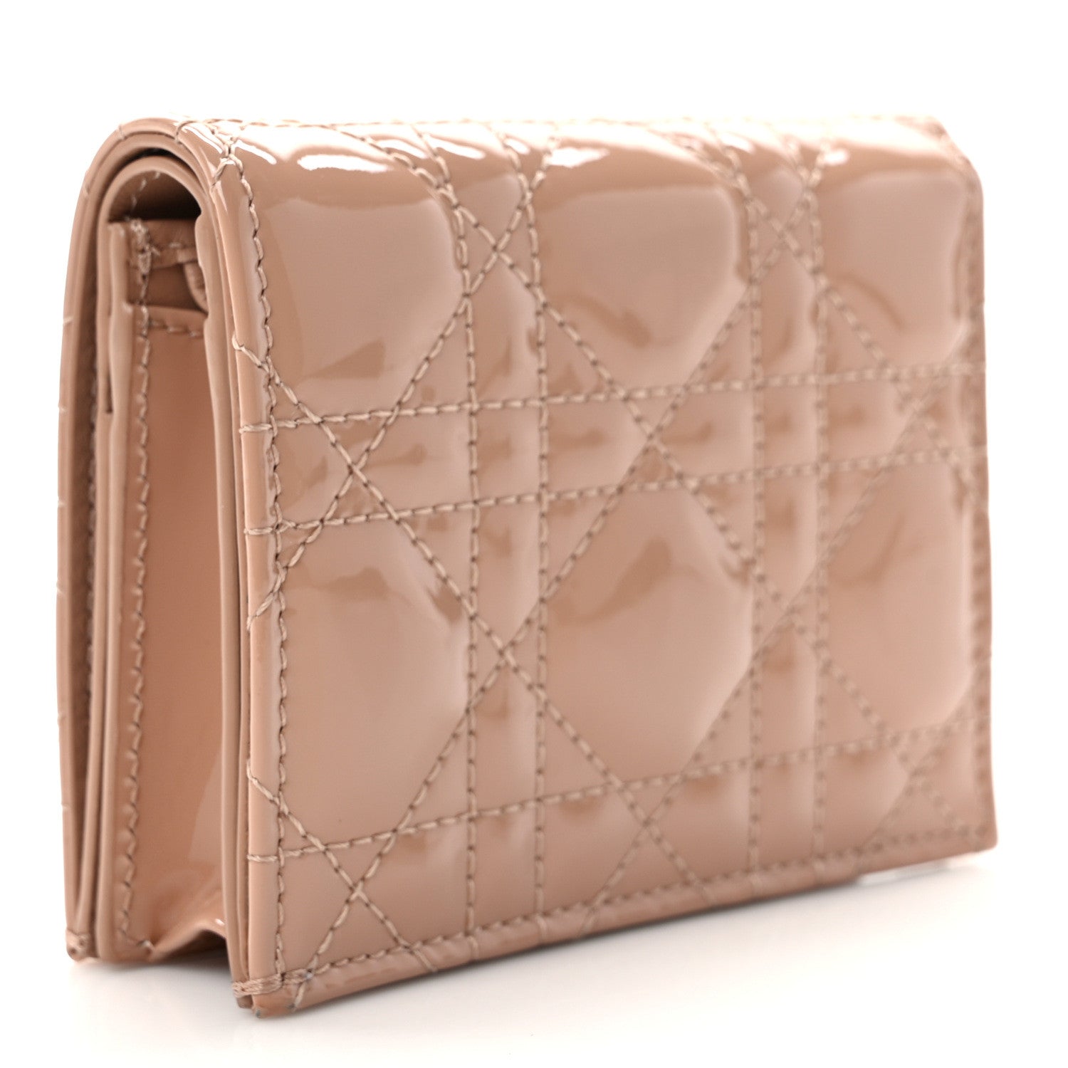 Christian Dior Patent Cannage Mini Lady Dior Wallet Beige 3 of 7