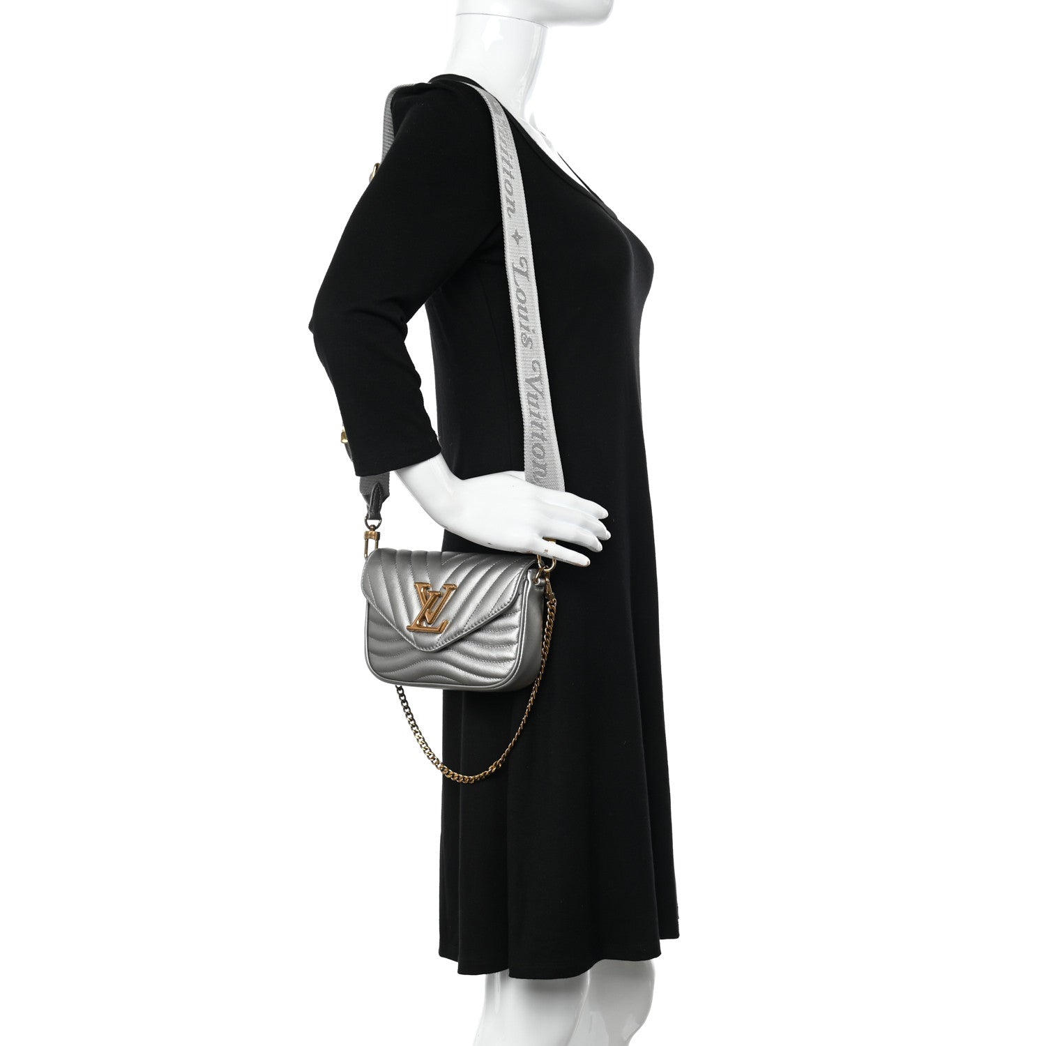 Louis Vuitton Calfskin New Wave Multi Pochette Metallic Grey 2 of 10
