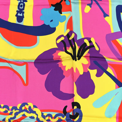 Gucci Silk Twill Guccissimo Square Scarf Fuxia Yellow 2 of 4