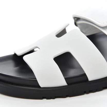 Hermes Calfskin Womens Chypre Sandals 36.5 White 9 of 10