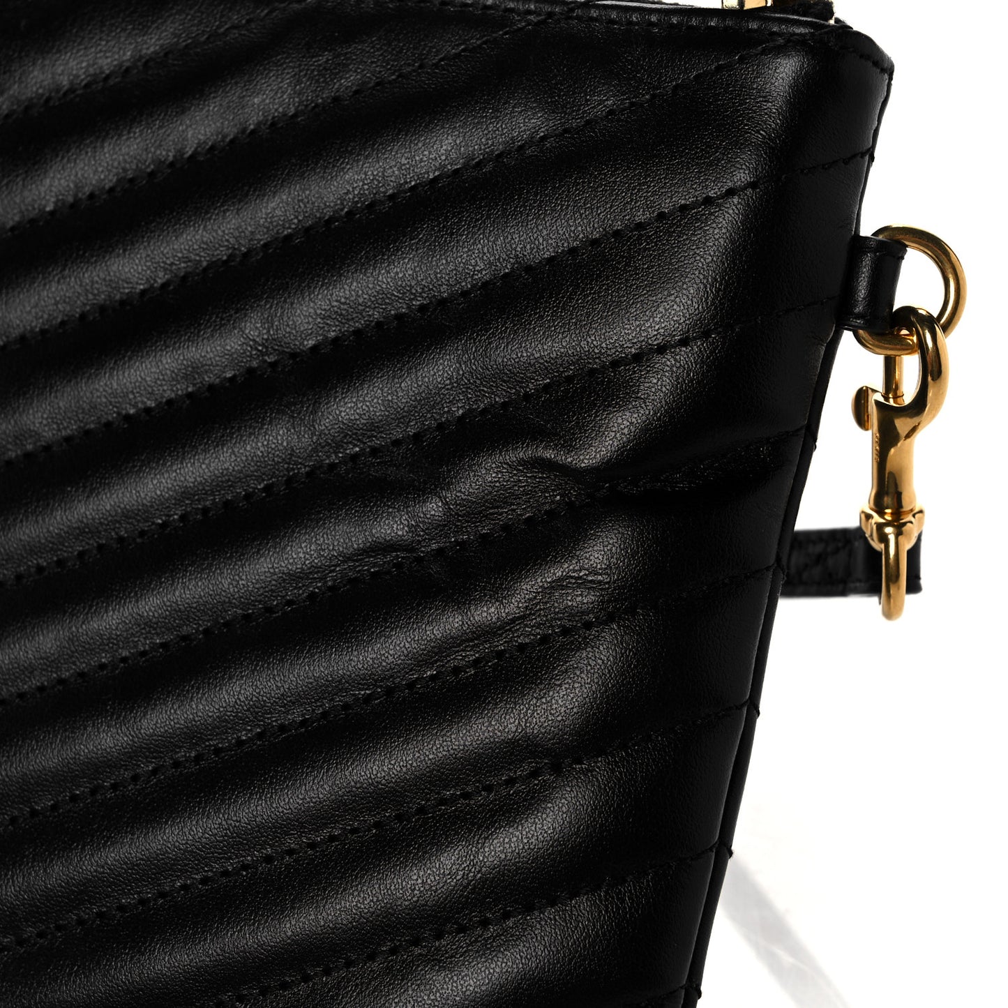 Calfskin Matelasse Chevron Monogram A5 Wristlet Black