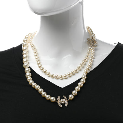 Chanel Pearl Baguette Crystal CC Long Necklace Gold 2 of 5