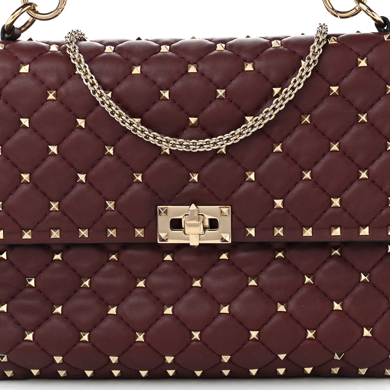 Valentino Garavani Nappa Large Rockstud Spike Shoulder Bag Rubin 7 of 9