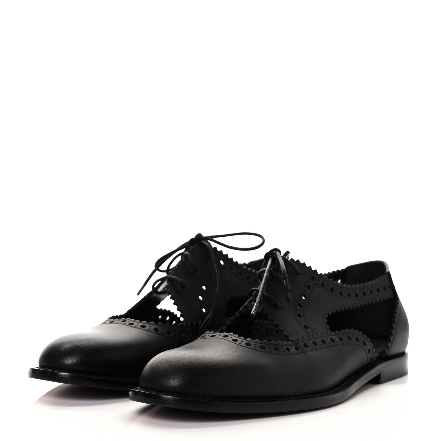Christian Dior Calfskin Cutout Oxford Flats 37.5 Black 4 of 8