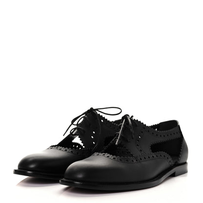 Christian Dior Calfskin Cutout Oxford Flats 37.5 Black 4 of 8