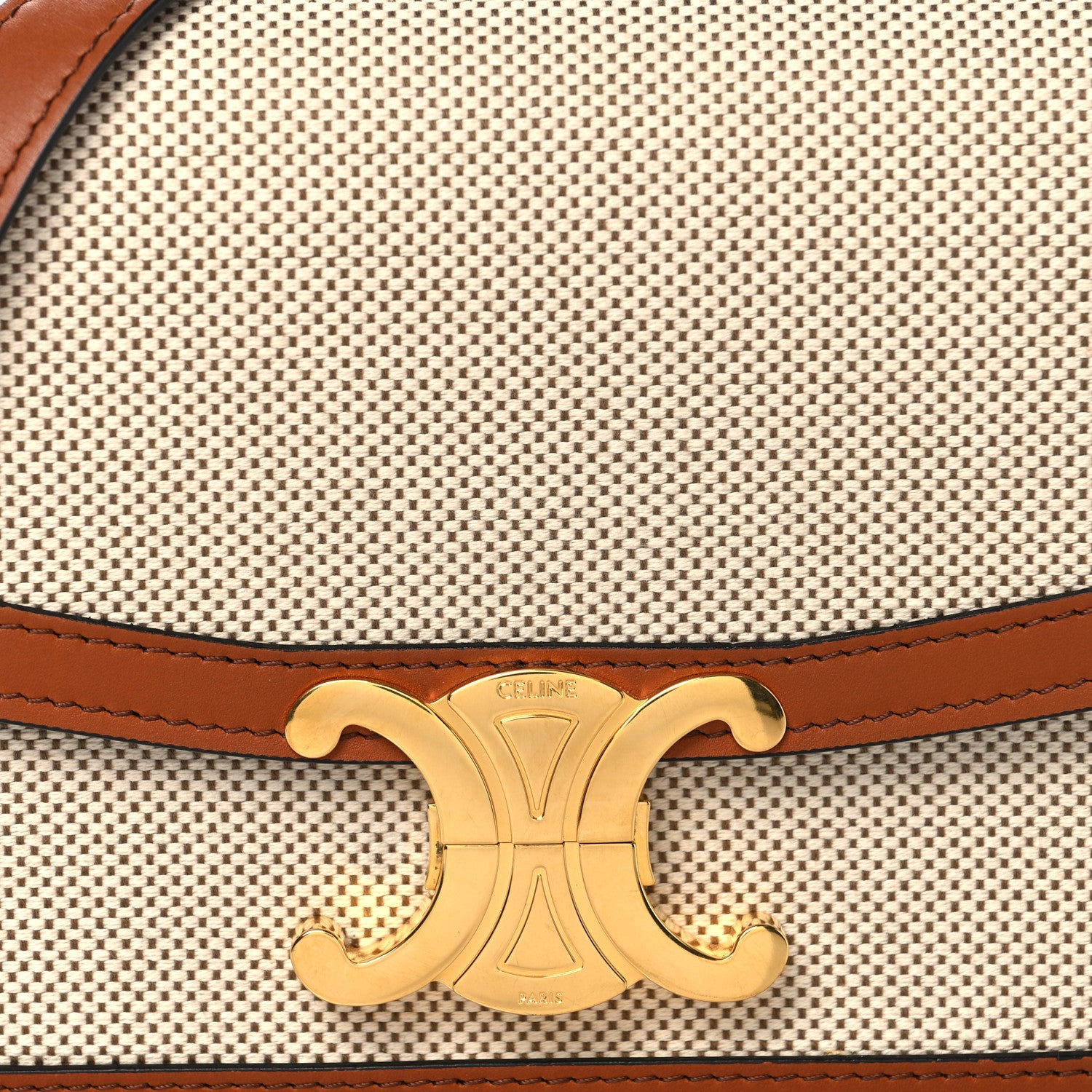 Celine Textile Natural Calfskin Teen Triomphe White Tan 8 of 10