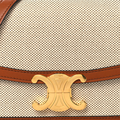 Celine Textile Natural Calfskin Teen Triomphe White Tan 8 of 10
