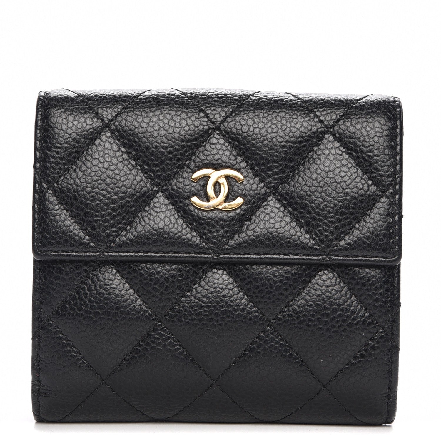 Chanel Caviar Quilted Compact French Flap Wallet Black 1 of 8