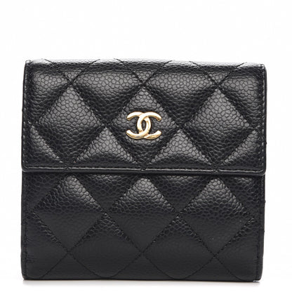Chanel Caviar Quilted Compact French Flap Wallet Black 1 of 8