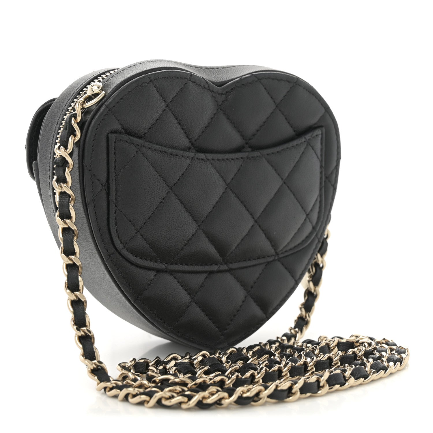 Chanel Lambskin Quilted CC In Love Heart Clutch With Chain  Black 3 of 11