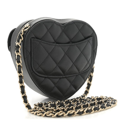 Chanel Lambskin Quilted CC In Love Heart Clutch With Chain  Black 3 of 11