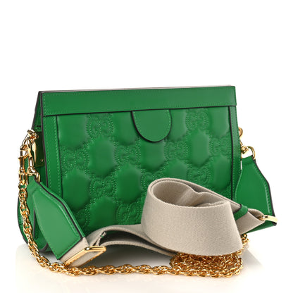 Gucci Calfskin GG Matelasse Small Slim Chain Shoulder Bag Spring Green Natural 3 of 8