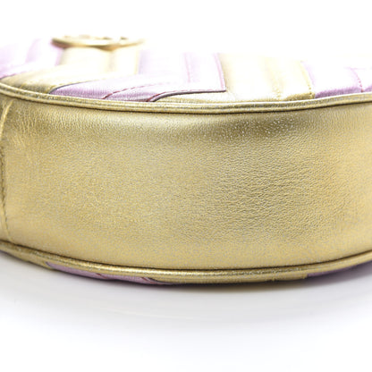 Gucci Metallic Nappa Matelasse Heart Mini GG Marmont Round Shoulder Bag Oro Vecchio Rosa 10 of 12