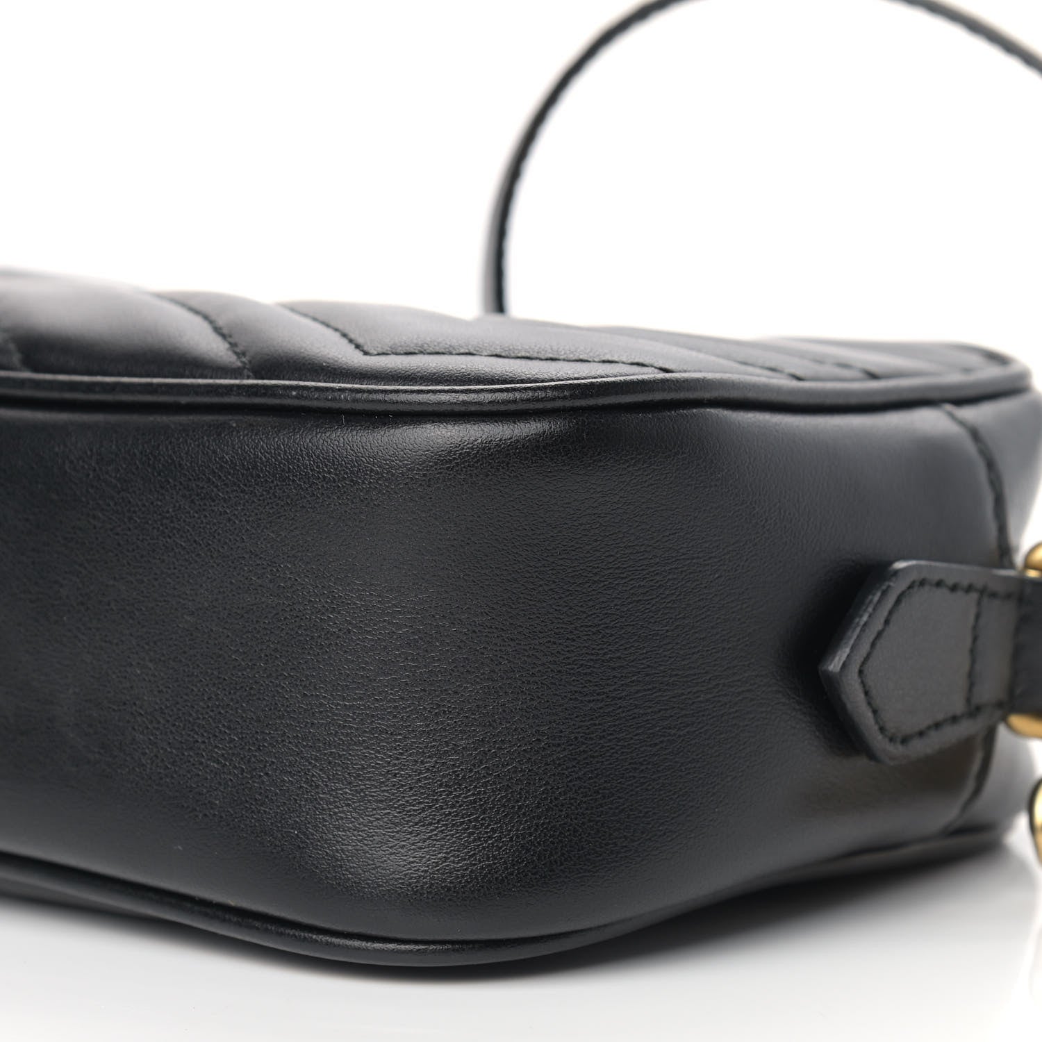 Gucci Calfskin Matelasse Mini GG Marmont Chain Shoulder Bag Black 9 of 11