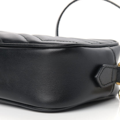 Gucci Calfskin Matelasse Mini GG Marmont Chain Shoulder Bag Black 9 of 11