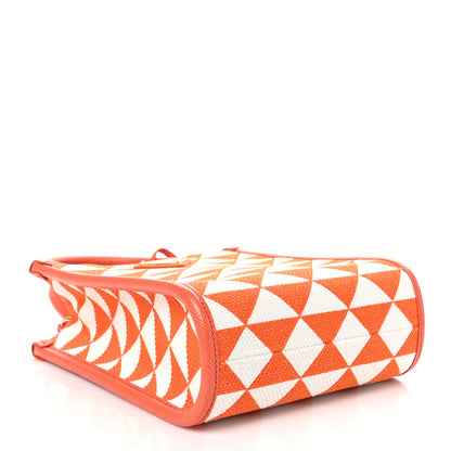Prada Jacquard Saffiano Triangolo Symbole Embroidered Micro Tote Orange White 4 of 9