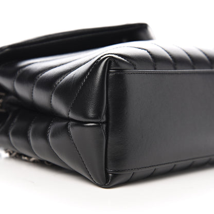 Saint Laurent Calfskin Y Quilted Monogram Small Loulou Chain Satchel Black 7 of 9