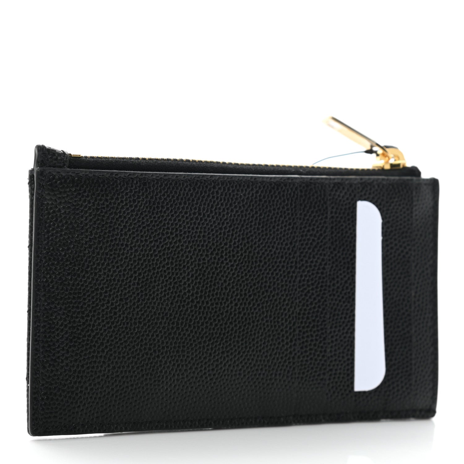 Saint Laurent Grain De Poudre Matelasse Chevron Monogram Fragments Zippered Card Case Black 3 of 8