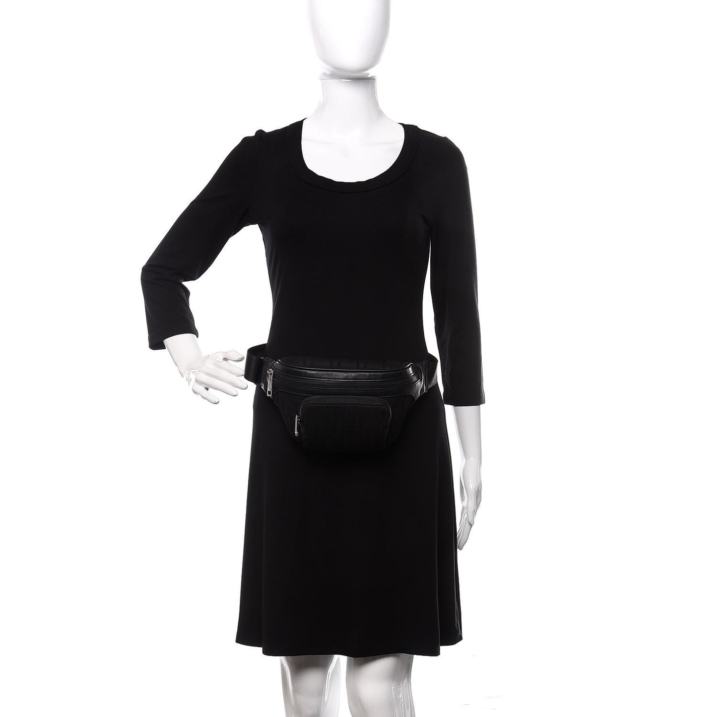Neoprene Mesh Vitello Grace FF Pocket Belt Bag Black