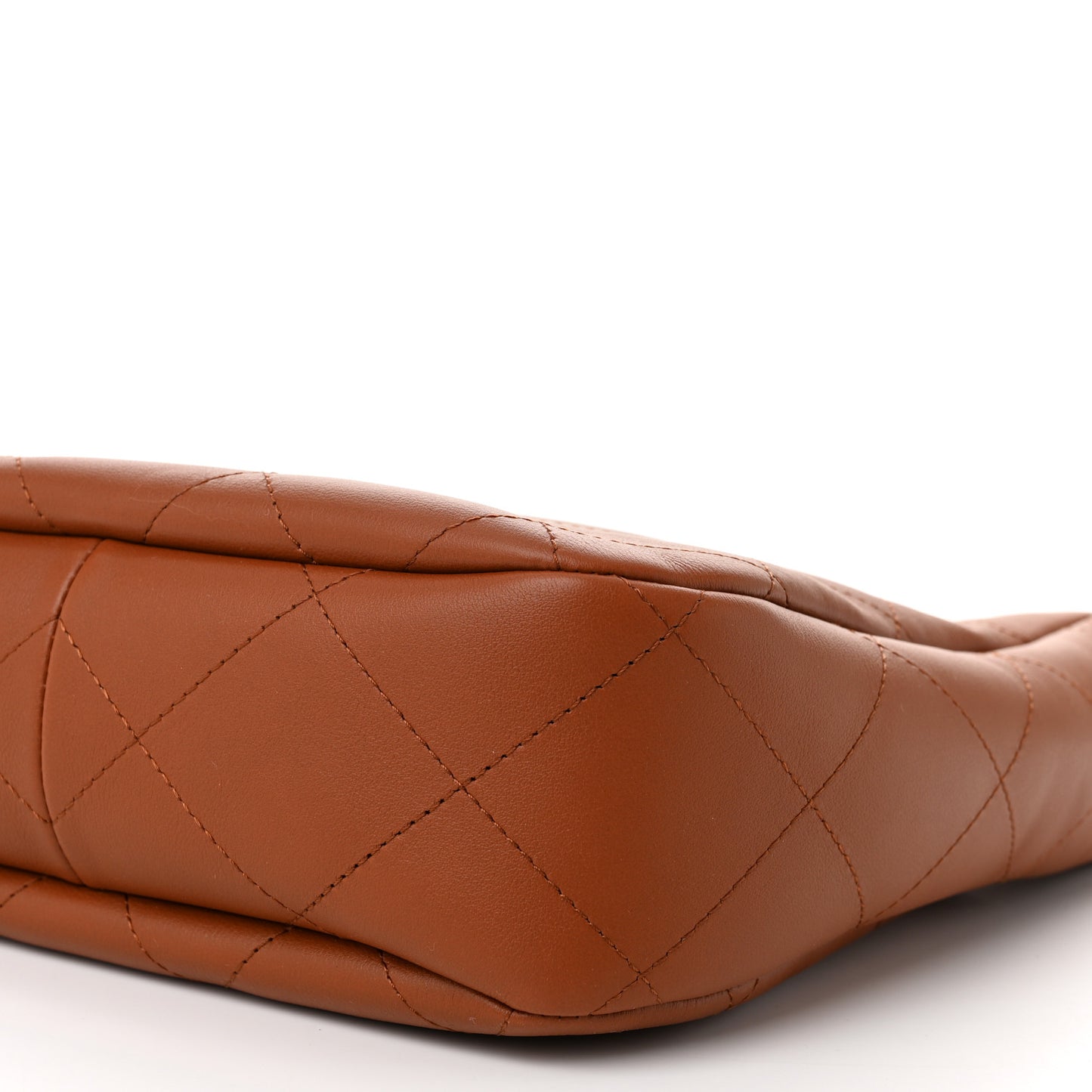 Calfskin Quilted Braided Handle Chain Hobo Brown