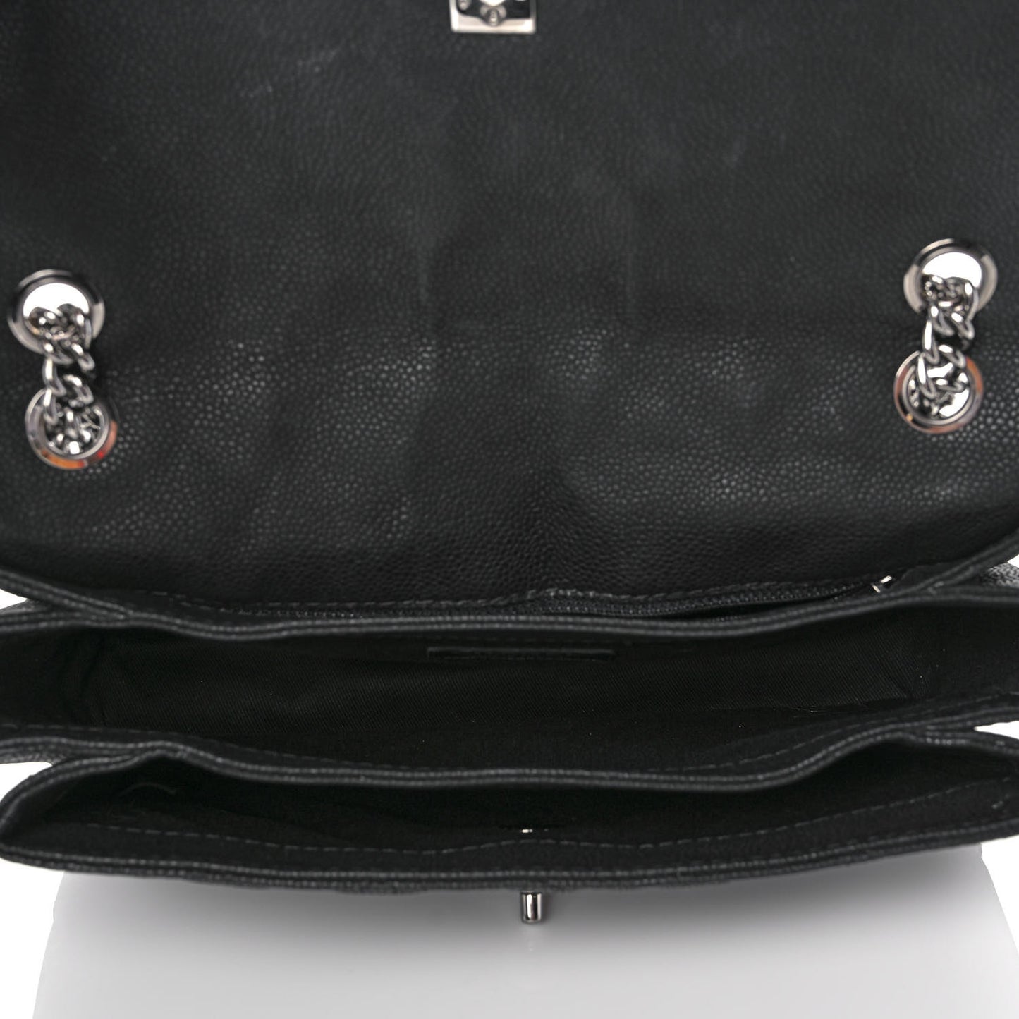 Iridescent Caviar Quilted Medium Lady Pearly Flap Black