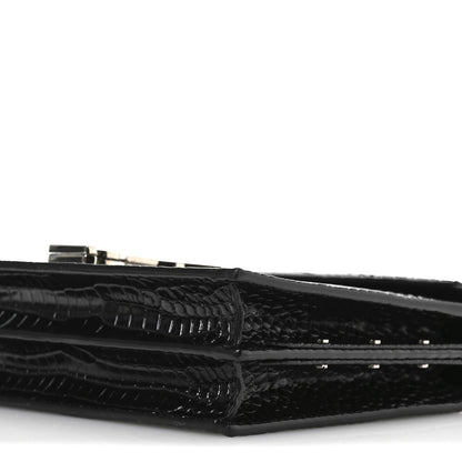 Saint Laurent Calfskin Crocodile Embossed Monogram Cassandra Clasp Bag Black Rouge Legion 10 of 10