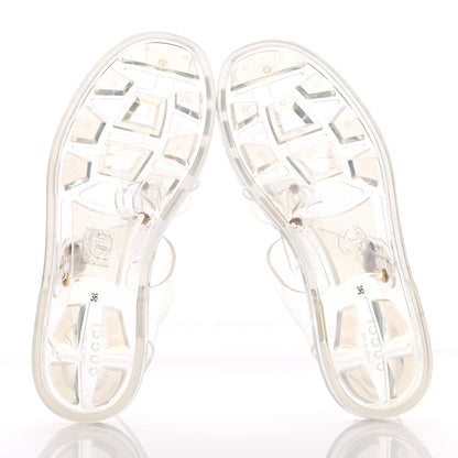 Gucci Shiny Rubber Double G Buckle Strap Sandals 36 Transparent 6 of 10