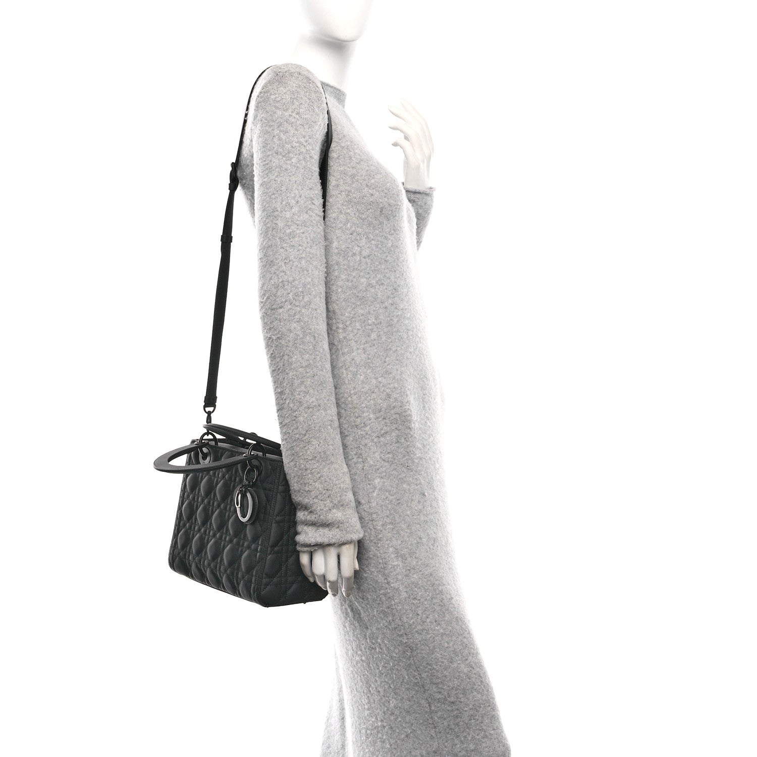 Christian Dior Ultra Matte Calfskin Cannage Medium Lady Dior Black 2 of 10