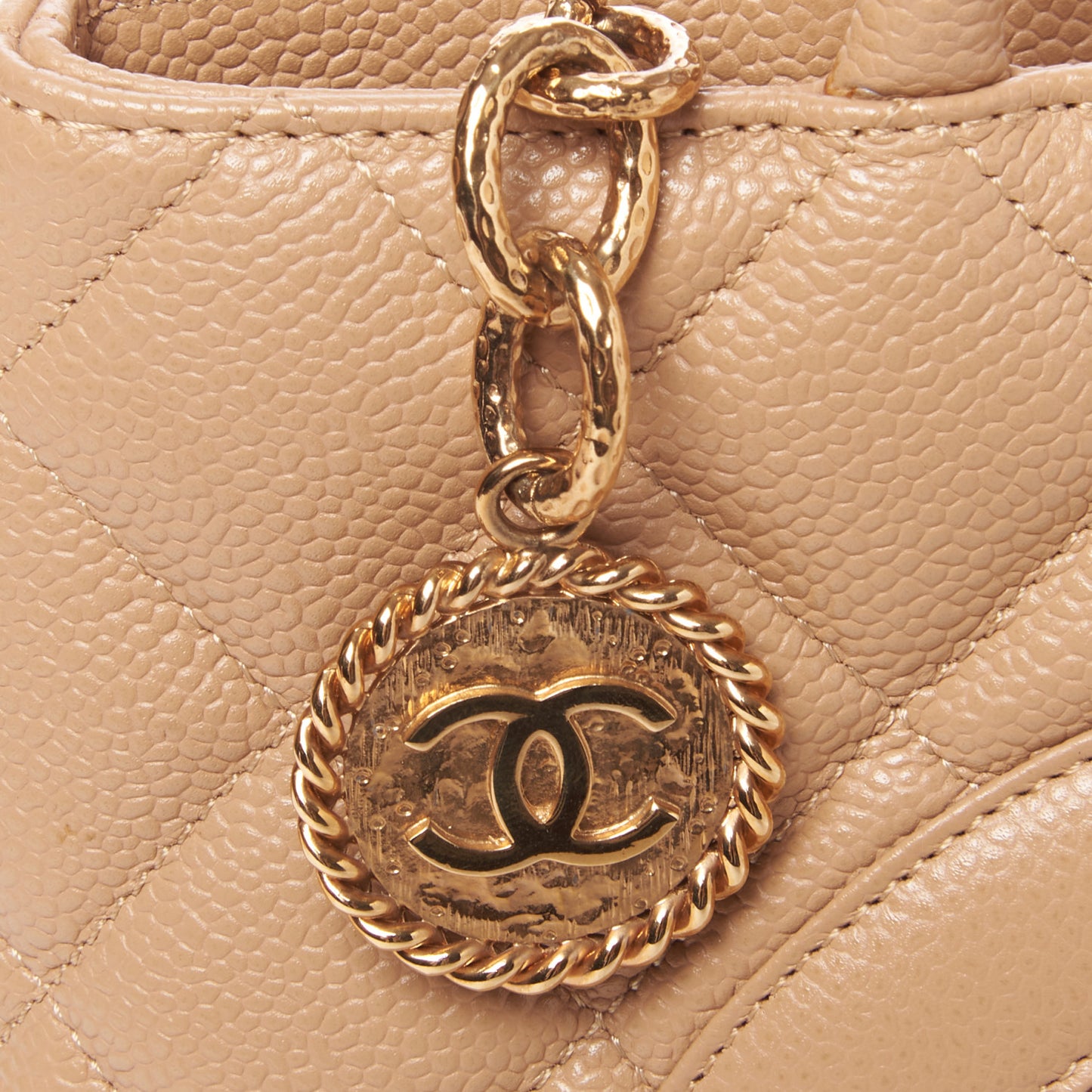 Caviar Quilted Medallion Tote Beige