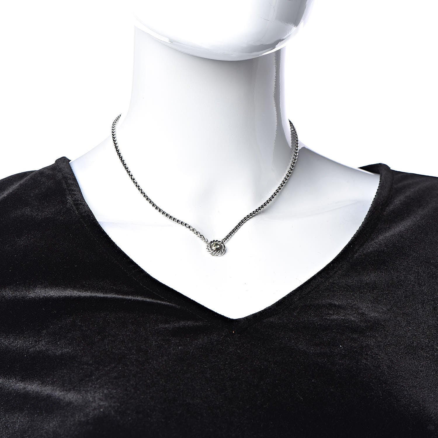 David Yurman Sterling Silver 14K Yellow Gold Peridot Cookie Pendant Necklace 2 of 6