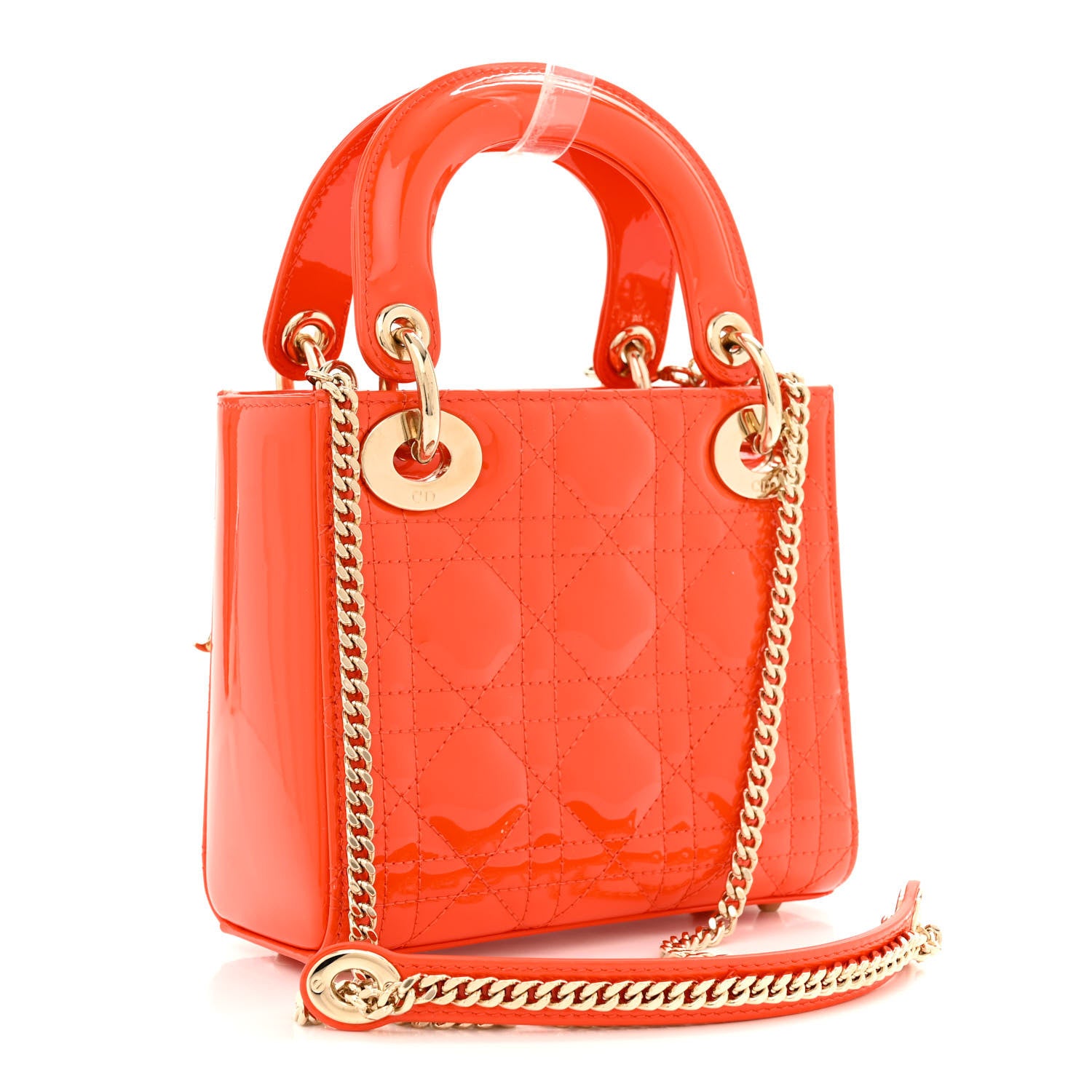 Christian Dior Patent Cannage Mini Lady Dior Orange 3 of 11
