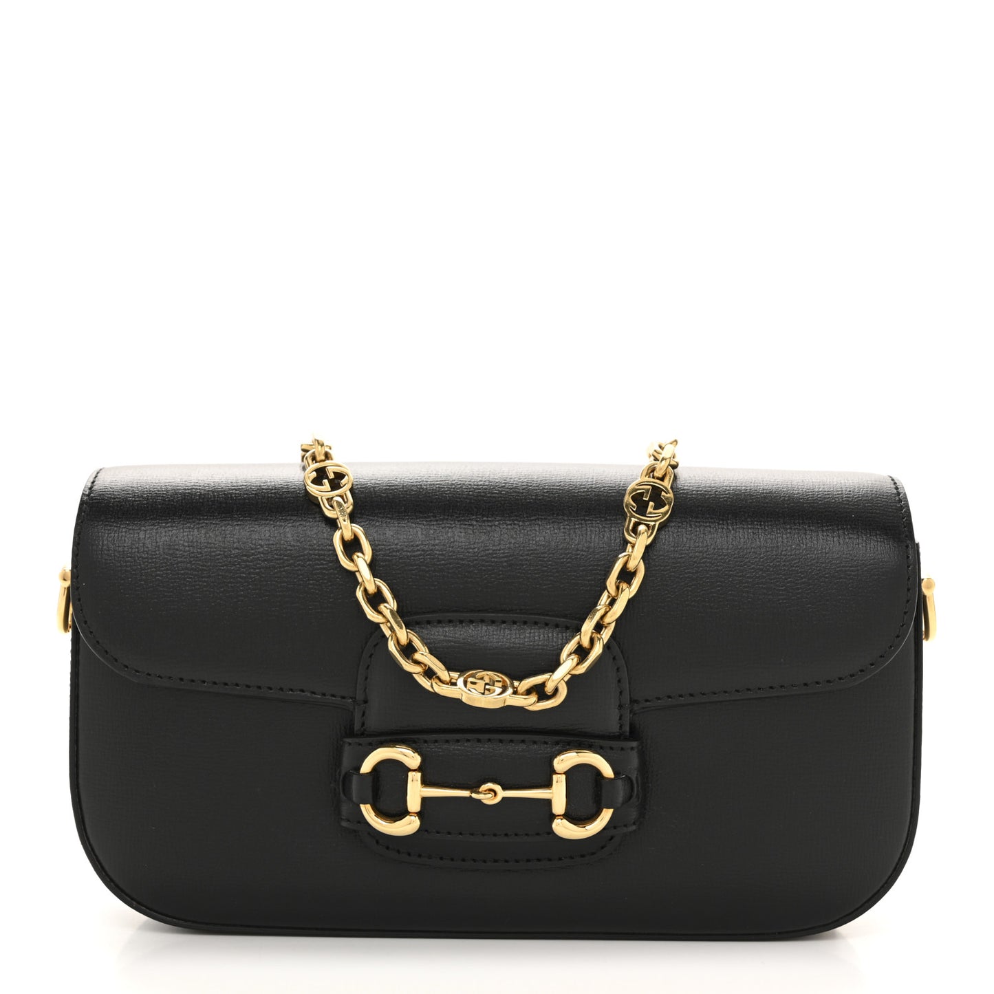 Azalea Calfskin Small Horsebit 1955 Chain Shoulder Bag Black