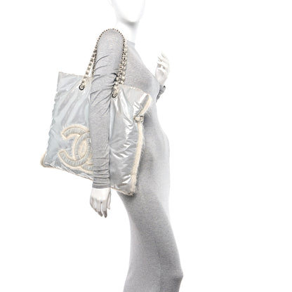 Chanel Vinyl Mohair Trimmed CC Bonbons Tote Silver 2 of 15