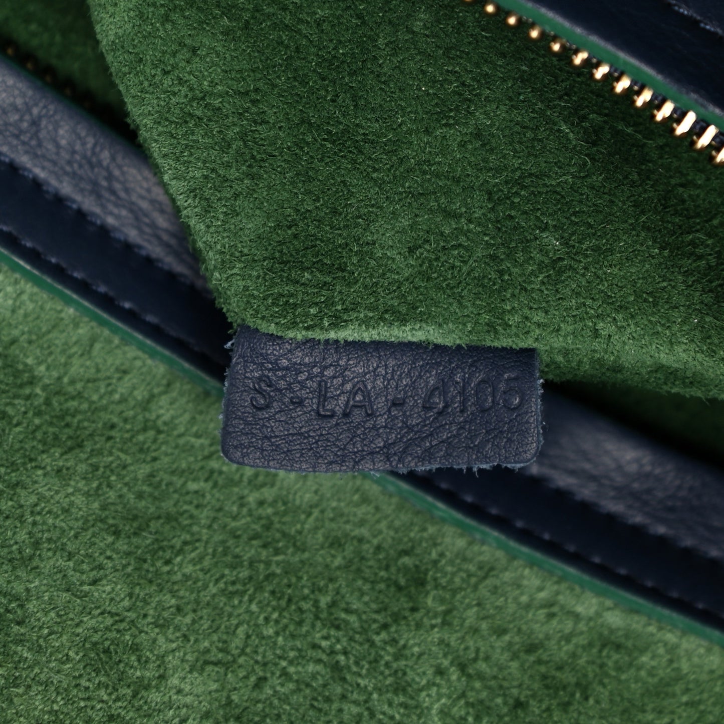 Supple Calfskin Medium Phantom Luggage Navy Blue Green Trim