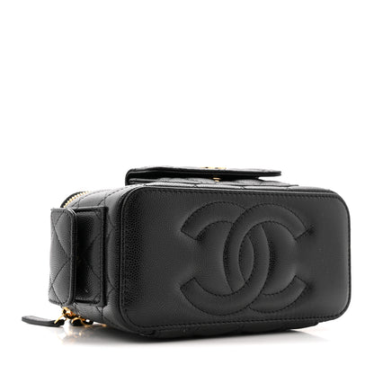 Chanel Caviar Quilted Polly Pocket East West Top Vanity With Chain Black 4 of 13