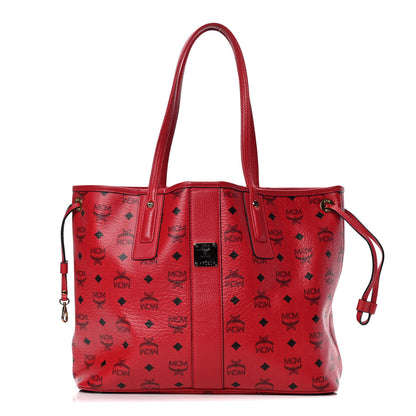 MCM Visetos Medium Liz Reversible Shopper Tote Ruby Red 2 of 5